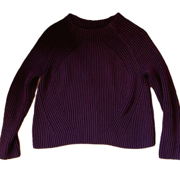 NWOT Athleta Rockland Sweater Aubergine/ Eggplant & Black textured, ribbed S - Picture 9 of 10